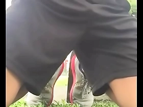 Young Asian boy enjoys outdoor solo pleasure with public masturbation and cum fetish
