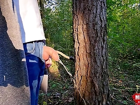 Young Japanese boy masturbates outdoors and urinates while having a video chat with others.