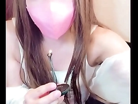 Crossdresser Chikas solo play after a phone call