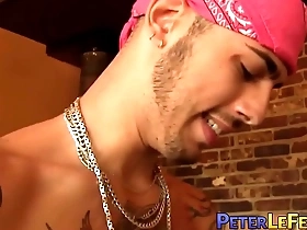 A tattooed hunk has his wildest Asian fantasies fulfilled.