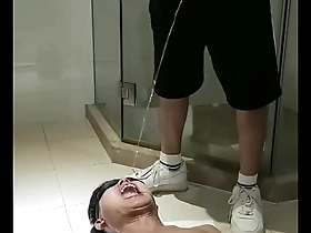 Gay Asian slave gets dominated and humiliated in the toilet