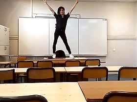 Jon Arteen, a twink student, performs a sexy dance in a classroom before a striptease in front of the teacher.