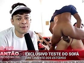 Behind the scenes with Joseph Santos, Tavinho, and Hanry in a bareback gay porn scene.