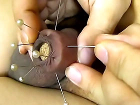 Japanese soloboy gets BDSM needle play with a painful twist