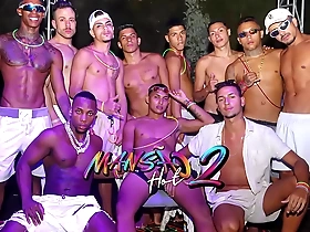 Young and wild mansion party with hot and hardcore gay action