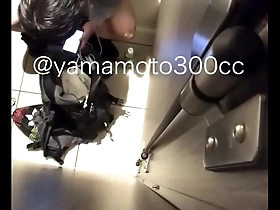 Japanese hunk enjoys uncut cock in restroom masturbation scene