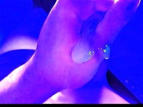 Solo pleasure in blue light ambiance
