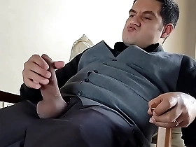 Yuri Gaúcho, a hunky gay bear, flaunts his large cock in a solo scene.