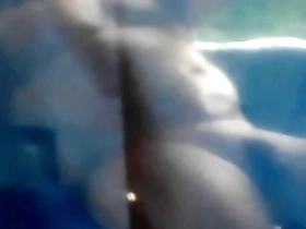 A chubby gay man pleasuring himself in panties.