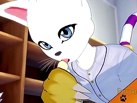 Yaoi anime and manga featuring Renamon and Gatomon in a hot scene.