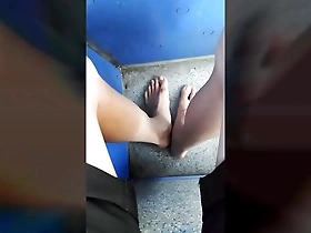 Jon Arteens outdoor adventure with bare feet in the tram ride to the city center