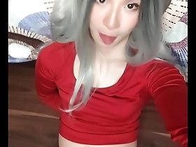 Femboy beauty shares special treats in solo performance