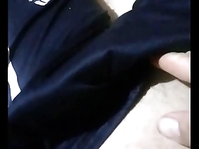 Hot guy in gloves, amateur gay video, masturbating hard as hell.