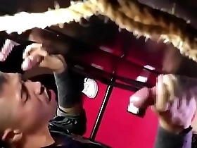Gay gloryhole fun with cum and bukkake finale