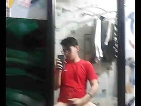 Solo Asian gay soccer hunk scores big with cum shot