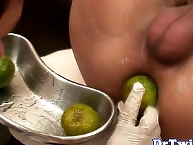 Prostate stimulation with a big anal toy in an Asian twink gay scene.