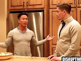 Muscular Asian gay celebrity, Jay Tee, in taboo interracial gay sex scene with white hetero actor.