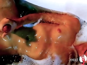 Steamy gay masturbates in the bath with a hot cumshot