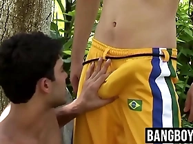 A sexy Latino hunk enjoys outdoor sex with cum in mouth and a hardcore 69.