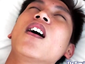 Gay sex with an Asian doctor in a uniform fetish film with bareback and toy action.