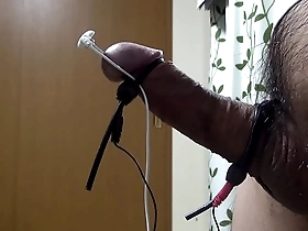 Solo Japanese boys pleasure with a strange sex toy