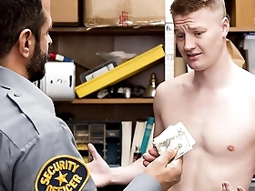 Straight looking officer goes undercover and catches a shoplifter and gives him a hardcore anal examination.